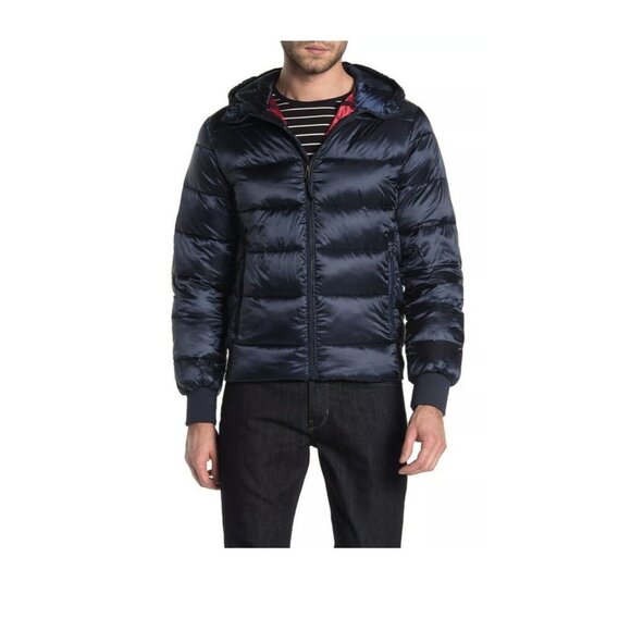 Slate & Stone Hooded Navy Down Jacket Size L - Picture 2 of 12